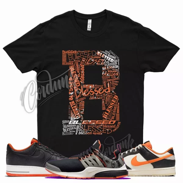 Black BLESSED T Shirt for N Dunk Halloween Air Force 1 Presto Starfish Orange Jezsport.com