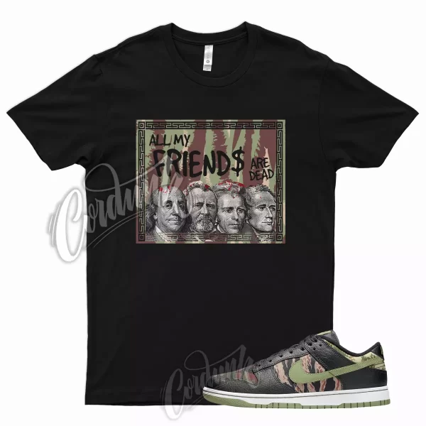 Black FRIENDS T Shirt for Oil Olive Green Total Orange Multi Camo SE Military Jezsport.com