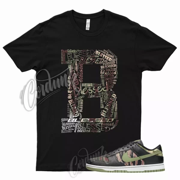 Black BLESSED T Shirt for Oil Olive Green Total Orange Multi Camo SE Military Jezsport.com