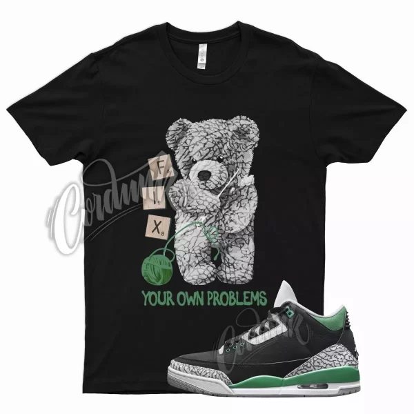 Black FIX T Shirt for Air J1 3 Pine Green Cement Grey White Stadium Noble Jezsport.com