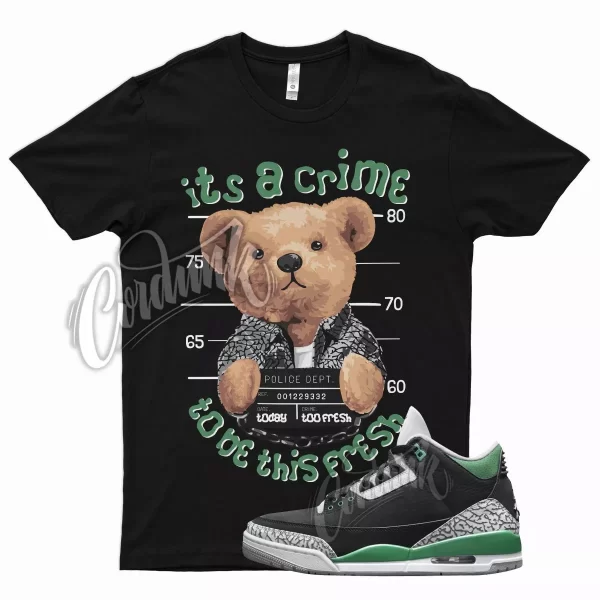 Black CRIME T Shirt for Air J1 3 Pine Green Cement Grey White Stadium Noble Jezsport.com