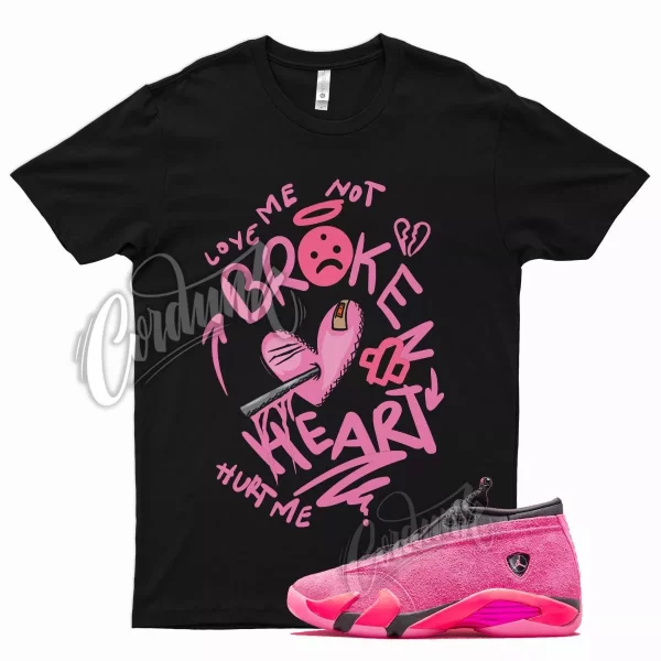 Black BROKEN T Shirt for Air J1 14 Shocking Pink Hyper Racer Punch Vivid Jezsport.com