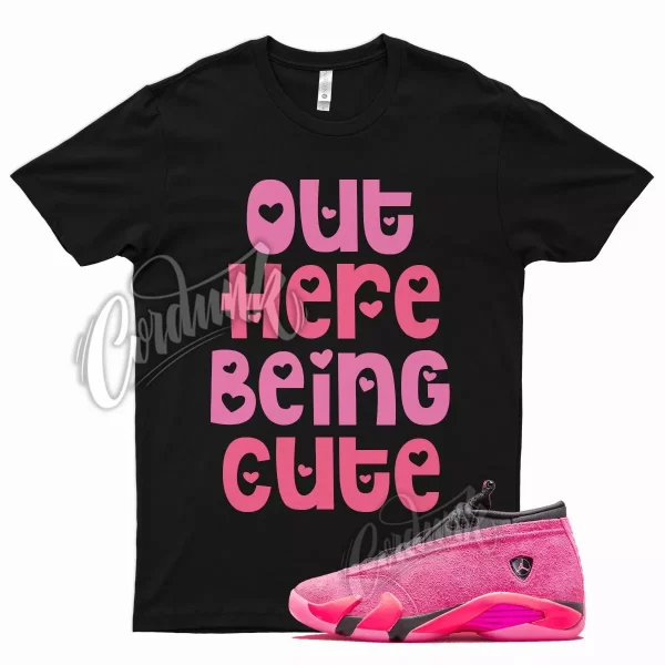 Black CUTE T Shirt for Air J1 14 Shocking Pink Hyper Racer Punch Vivid Jezsport.com