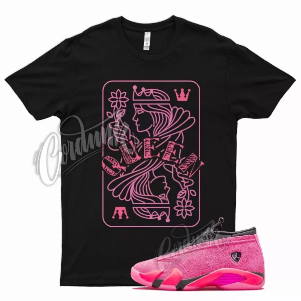 Black QUEEN T Shirt for Air J1 14 Shocking Pink Hyper Racer Punch Vivid Jezsport.com