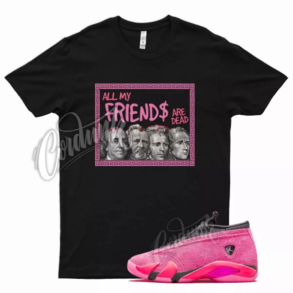 Black FRIENDS T Shirt for Air J1 14 Shocking Pink Hyper Racer Punch Vivid Jezsport.com