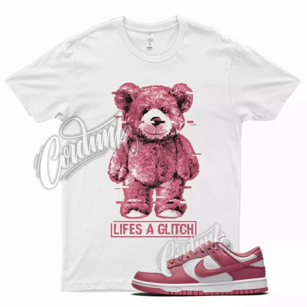 White GLITCH T Shirt for N Dunk Low Archeo Pink Salt Punch Very Berry Jezsport.com