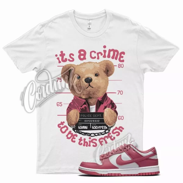 White CRIME T Shirt for N Dunk Low Archeo Pink Salt Punch Very Berry Jezsport.com