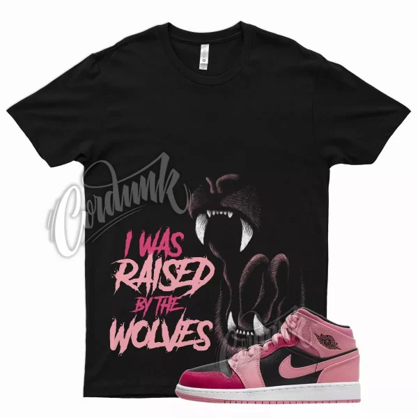 Black WOLVES T Shirt for Air J1 1 Coral Chalk Rush Pink Black Berry Punch Jezsport.com