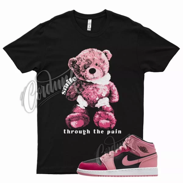 Black SMILE T Shirt for Air J1 1 Coral Chalk Rush Pink Black Berry Punch Jezsport.com