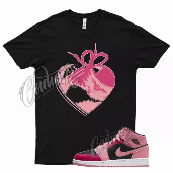 Black HEART T Shirt for Air J1 1 Coral Chalk Rush Pink Black Berry Punch Jezsport.com