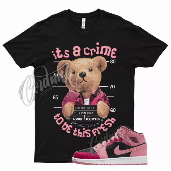 Black CRIME T Shirt for Air J1 1 Coral Chalk Rush Pink Black Berry Punch Jezsport.com