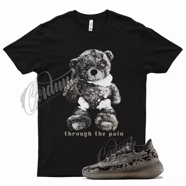 Black SMILE T Shirt for YZ Boost 380 Stone Salt Slate Brown Jezsport.com