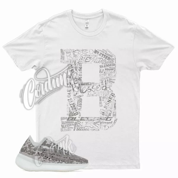 White BLESSED T Shirt for YZ Boost 380 Pyrite Grey Stone Salt 350 500 700 Jezsport.com