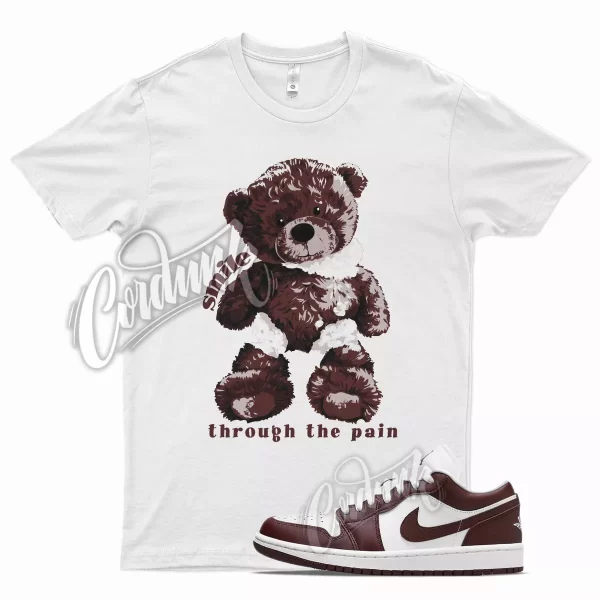 White SMILE Shirt for J1 1 Low Bronze Eclipse Bordeaux Burgundy Brown Jezsport.com