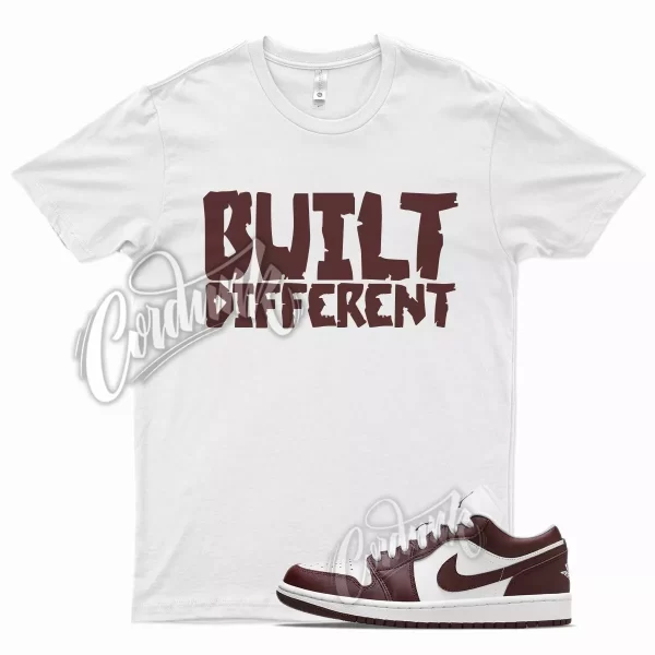 White BUILT T Shirt for J1 1 Low Bronze Eclipse Bordeaux Burgundy Brown Jezsport.com