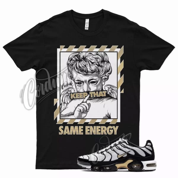 Black ENERGY T Shirt for N Air Max Plus White Metallic Gold Vapormax DMP 1 Jezsport.com