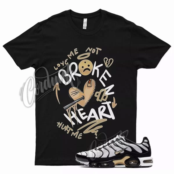 Black BROKEN T Shirt for N Air Max Plus White Metallic Gold Vapormax DMP 1 Jezsport.com