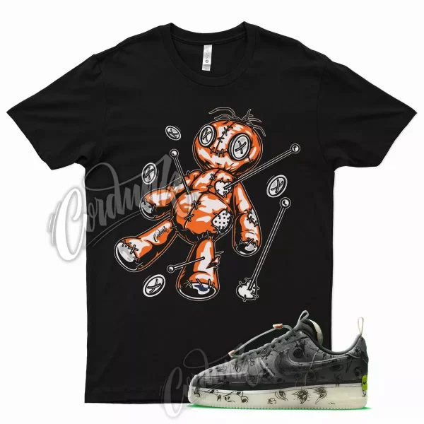 Black VOODOO T Shirt for N Air Force 1 Experimental Halloween Orange Jezsport.com