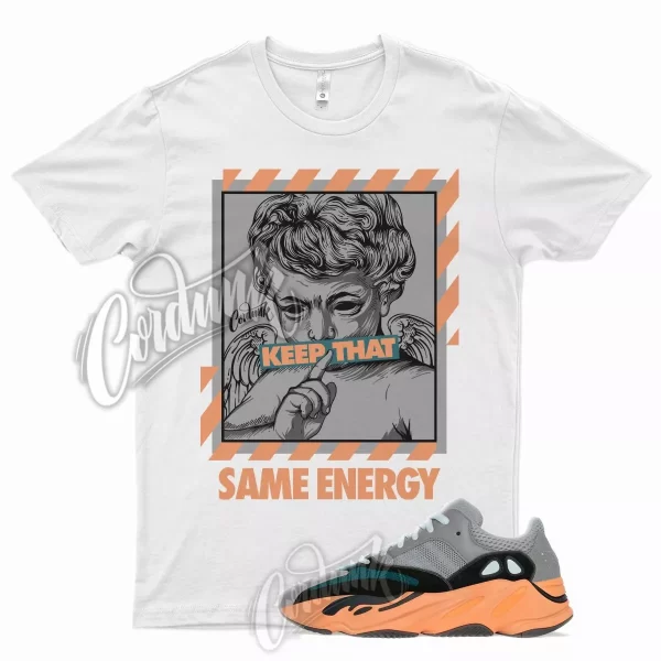 White ENERGY T Shirt for YZ Boost 700 Wash Orange 350 380 500 Wave Runner Jezsport.com