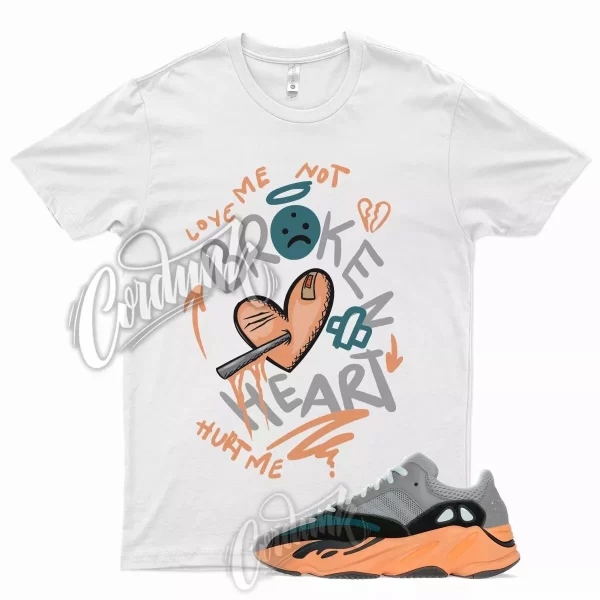 White BROKEN T Shirt for YZ Boost 700 Wash Orange 350 380 500 Wave Runner Jezsport.com