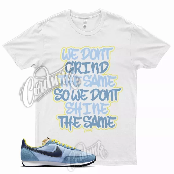 White GRIND T Shirt for N Waffle Trainer 2 Psychic Blue Yellow Strike Void Jezsport.com