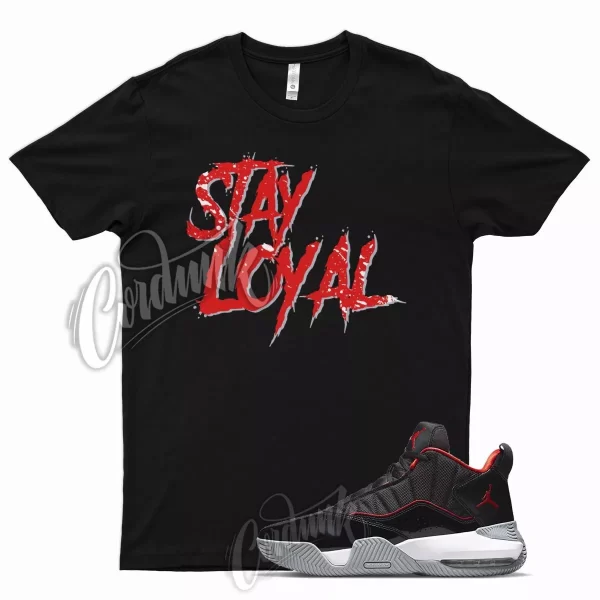 Black STAY T Shirt for J1 Stay Loyal White Wolf Grey Chile Red 12 Jezsport.com