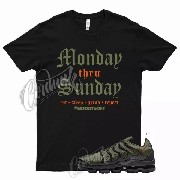 MONDAY T Shirt for N VaporMax Plus Olive Green Orange Sequoia Cactus Jack 6 Jezsport.com