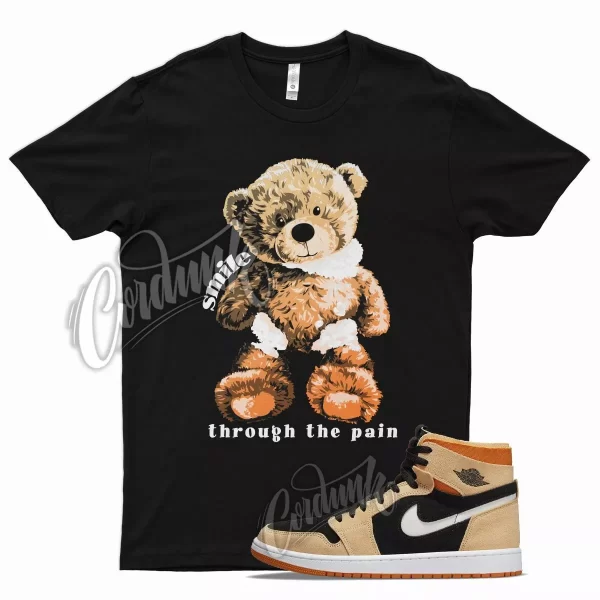 Black SMILE T Shirt for Air J1 1 Zoom Comfort Pumpkin Spice Orange Light Jezsport.com