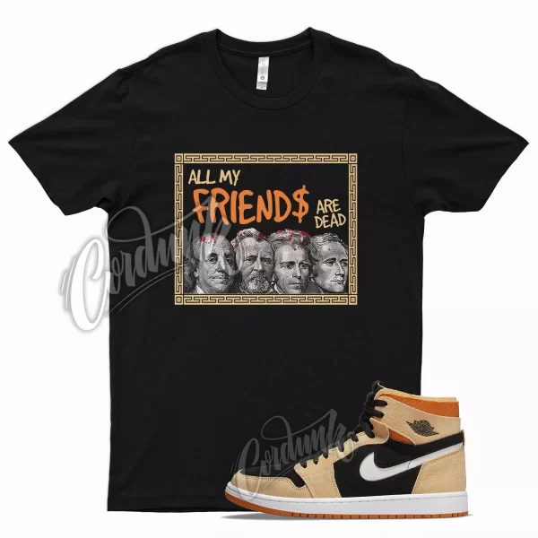 Black FRIENDS T Shirt for Air J1 1 Zoom Comfort Pumpkin Spice Orange Light Jezsport.com