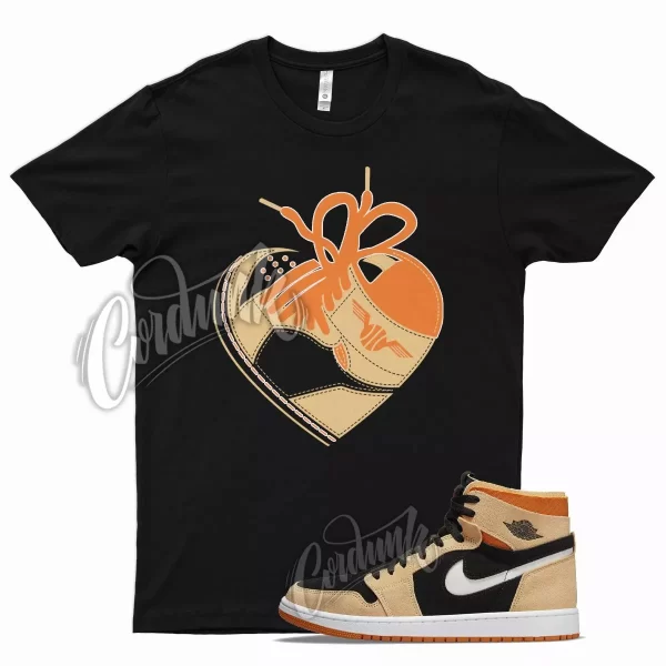 Black HEART T Shirt for Air J1 1 Zoom Comfort Pumpkin Spice Orange Light Jezsport.com