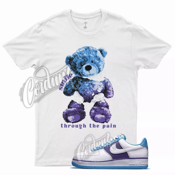 White SMILE Shirt for N Air Force 1 Diamond EMB Lakers Coast Field Purple Jezsport.com