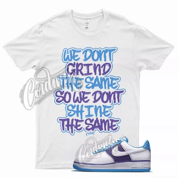 White GRIND Shirt for N Air Force 1 Diamond EMB Lakers Coast Field Purple Jezsport.com