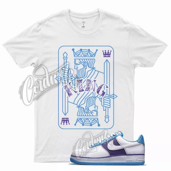 White KING Shirt for N Air Force 1 Diamond EMB Lakers Coast Field Purple Jezsport.com