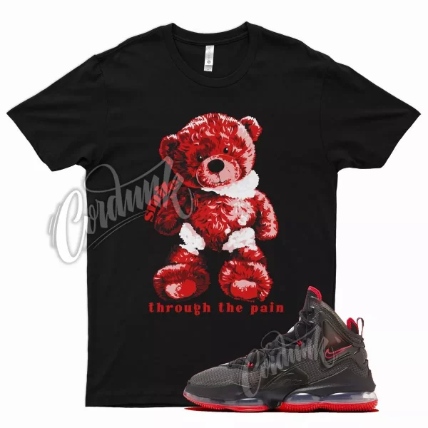 Black SMILE T Shirt for N Lebron 19 Bred Red 2021 Release Gym Varsity Jezsport.com