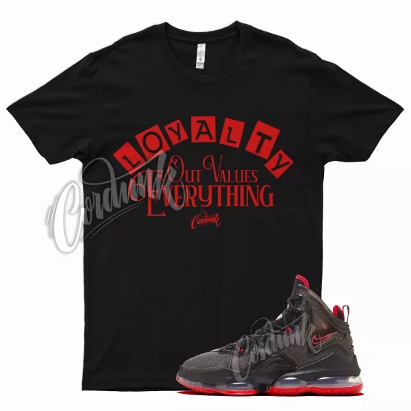 Black LOYALTY T Shirt for N Lebron 19 Bred Red 2021 Release Gym Varsity Jezsport.com