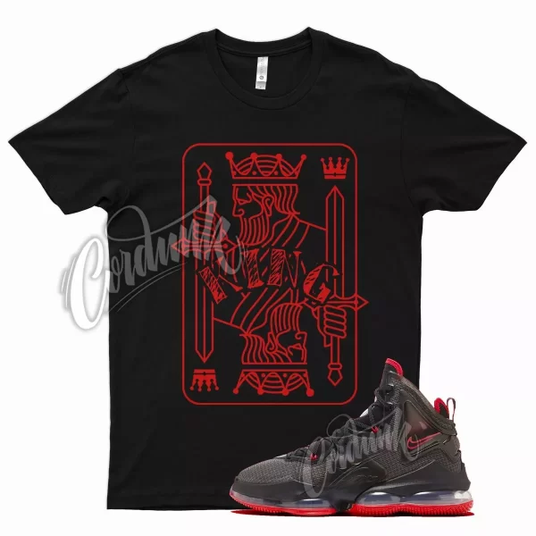 Black KING T Shirt for N Lebron 19 Bred Red 2021 Release Gym Varsity Jezsport.com