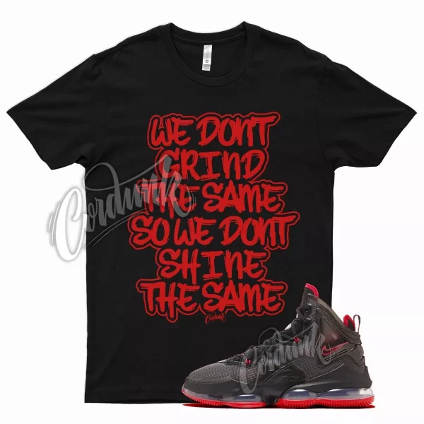 Black GRIND T Shirt for N Lebron 19 Bred Red 2021 Release Gym Varsity Jezsport.com