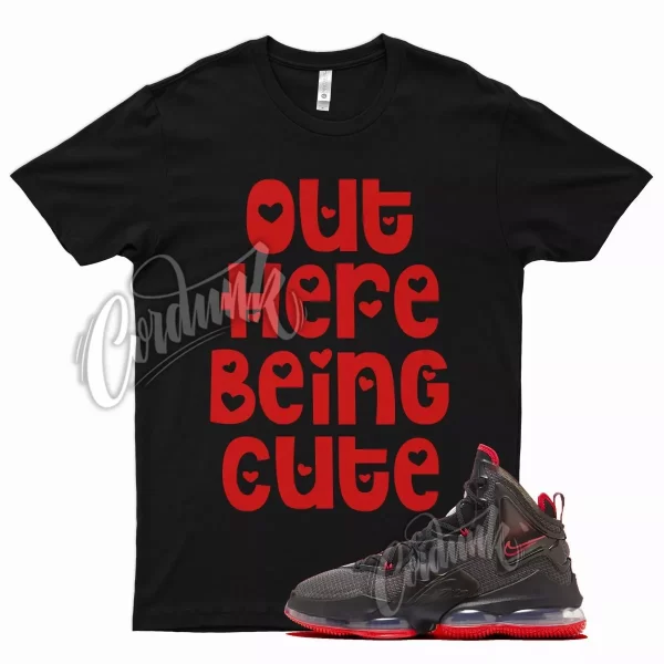 Black CUTE T Shirt for N Lebron 19 Bred Red 2021 Release Gym Varsity Jezsport.com