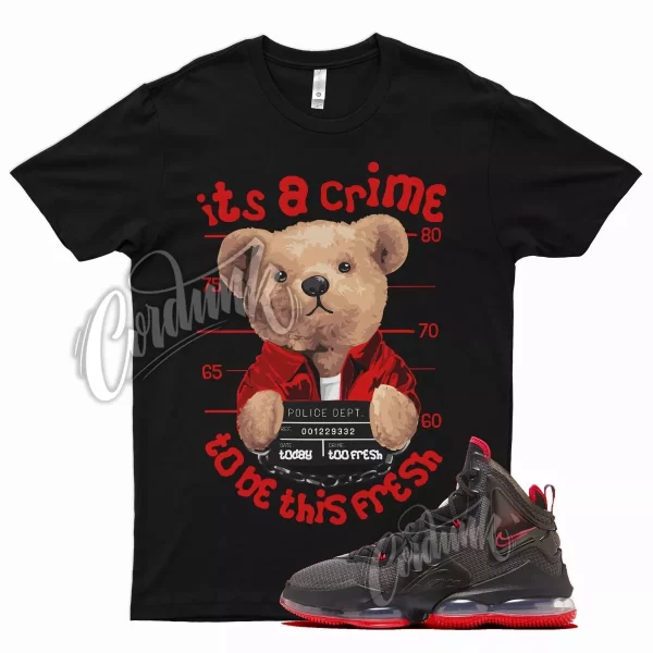 Black CRIME T Shirt for N Lebron 19 Bred Red 2021 Release Gym Varsity Jezsport.com