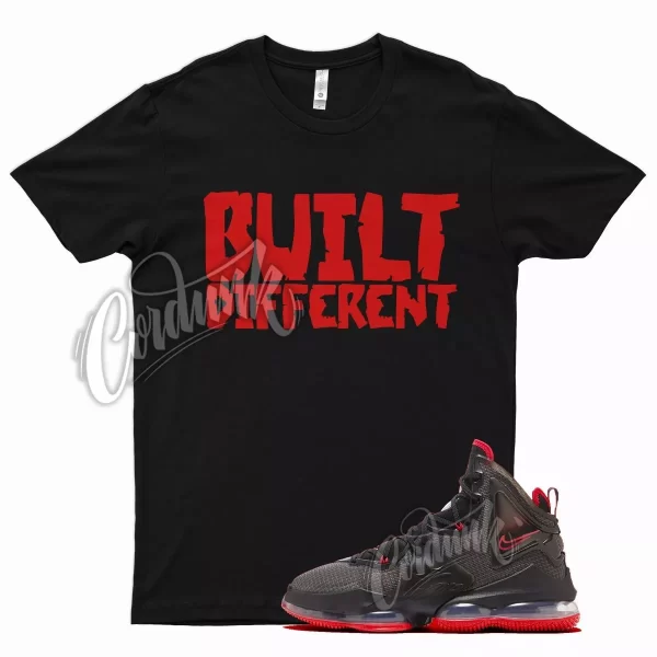 Black BUILT T Shirt for N Lebron 19 Bred Red 2021 Release Gym Varsity Jezsport.com