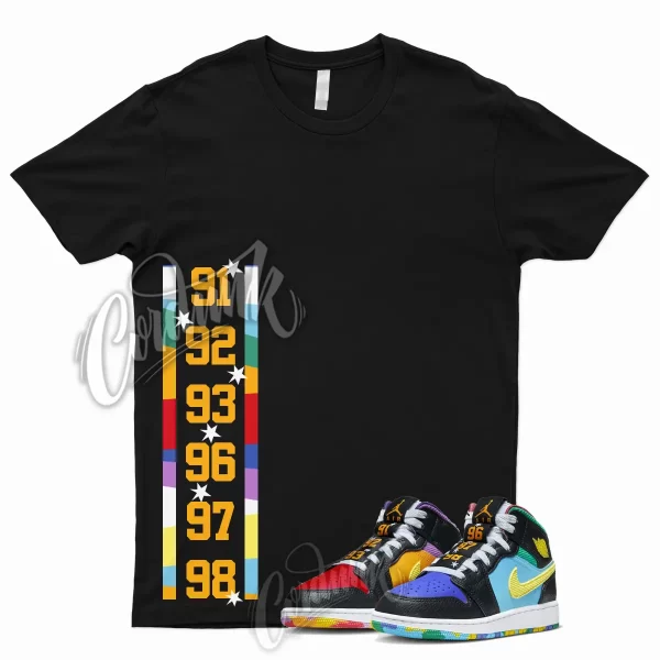 NUMBERS T Shirt for 1 Mid GS Six Championships University Red Ultramarine Yellow Jezsport.com