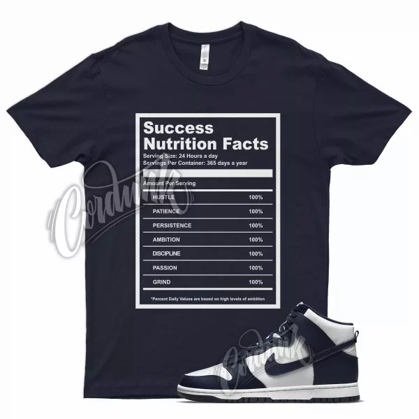 Navy SUCCESS T Shirt for N Dunk High Midnight Navy Dark Blue White Obsidian Jezsport.com