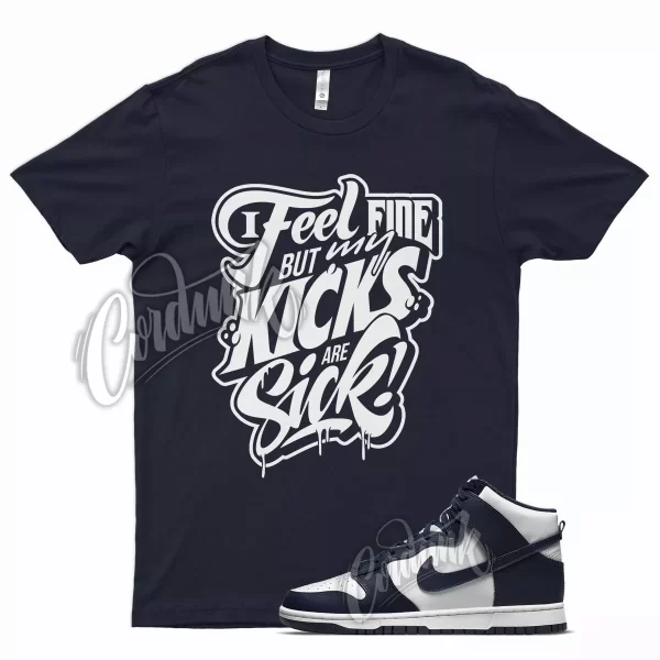 Navy SICK T Shirt for N Dunk High Midnight Navy Dark Blue White Obsidian Jezsport.com