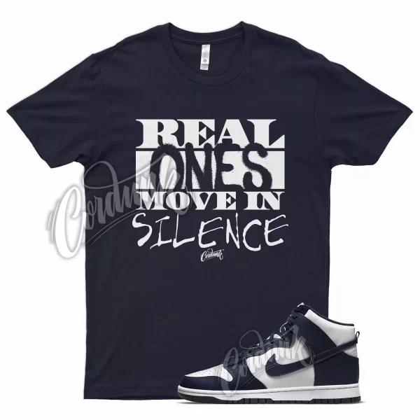 Navy REAL T Shirt for N Dunk High Midnight Navy Dark Blue White Obsidian Jezsport.com