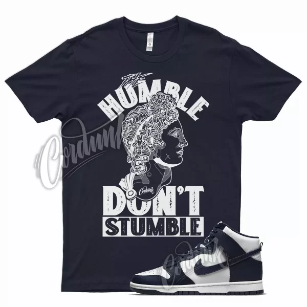 Navy HUMBLE V2 T Shirt for N Dunk High Midnight Navy Dark Blue White Obsidian Jezsport.com