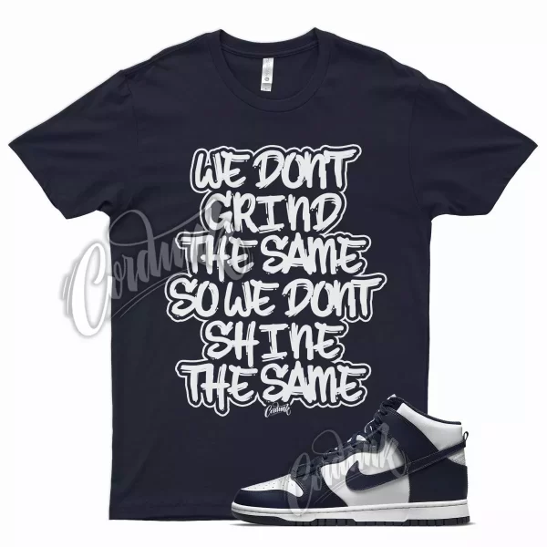 Navy GRIND T Shirt for N Dunk High Midnight Navy Dark Blue White Obsidian Jezsport.com