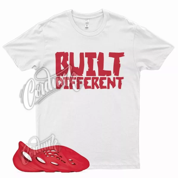 White BUILT T Shirt for YZ Foam Runner Vermilion YZY RNNR Vermillion Red Jezsport.com