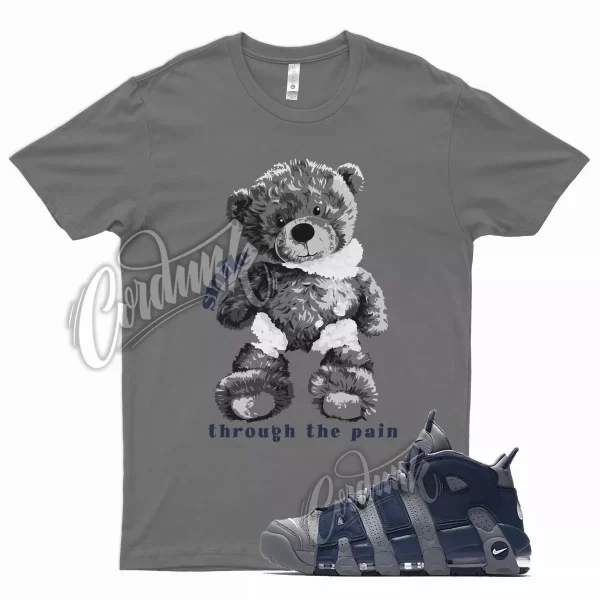 Grey SMILE Shirt for N Air More Uptempo 96 Cool Midnight Navy Georgetown Blue Jezsport.com