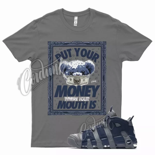 Grey PUT Shirt for N Air More Uptempo 96 Cool Midnight Navy Georgetown Blue Jezsport.com