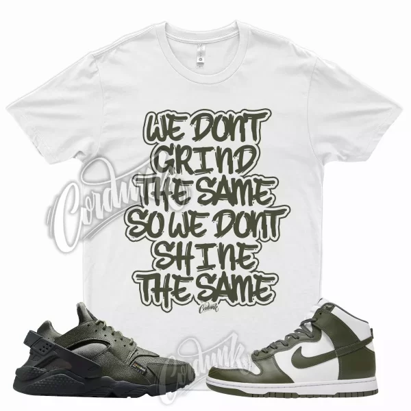 White GRIND T Shirt for N Dunk High Cargo Khaki Huarache Cordura Force 1 90 Jezsport.com